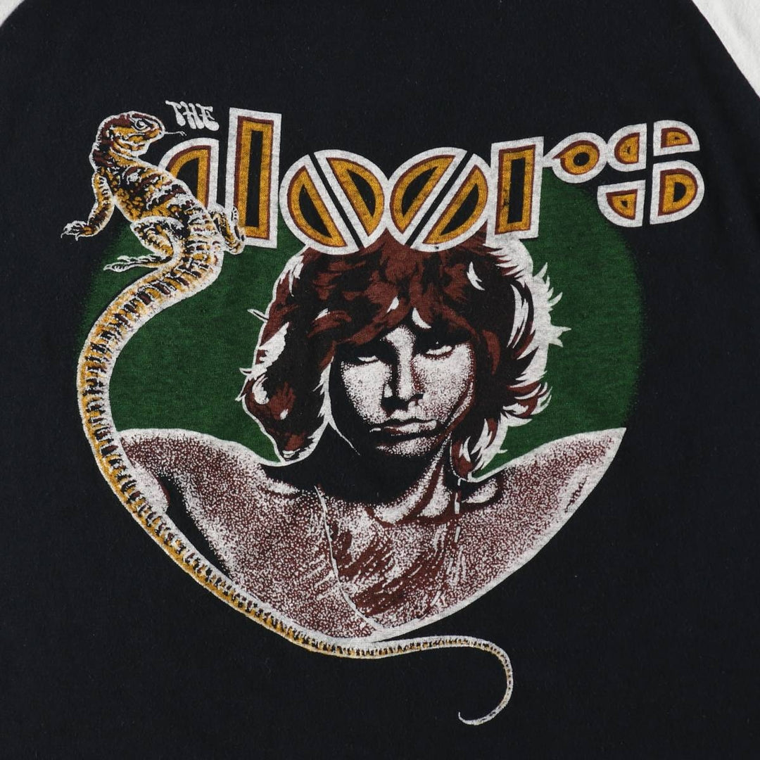 80'S NU WEST JIM MORRISON Jim Morrison 3/4 Sleeve Raglan Band T-Shirt, Made in Canada, Women's Size S (Equivalent), Vintage polyester black type Vintage Second Hand