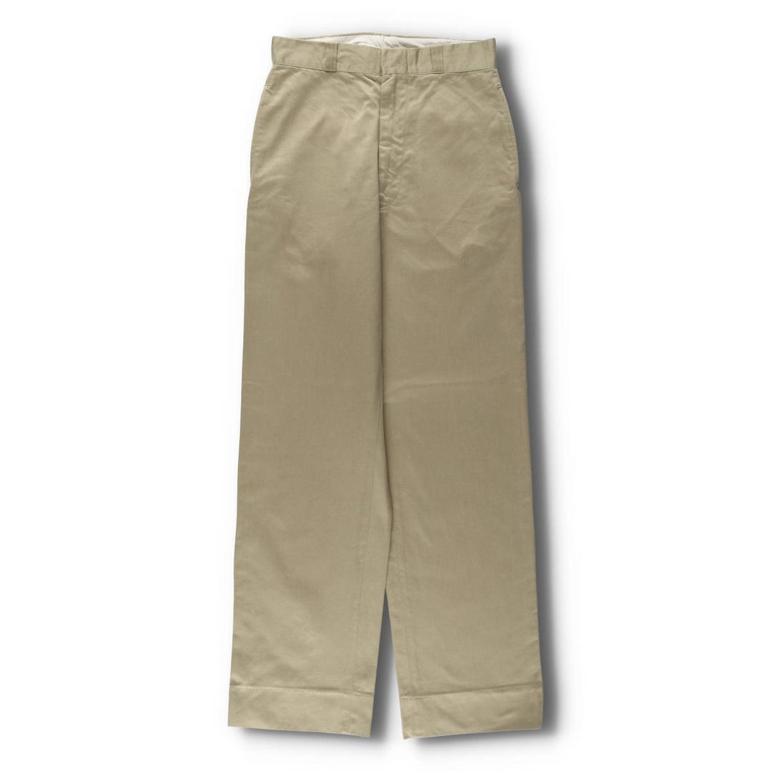 1970'S US Military Issue Pants, Made in USA, Women's Size L (W28 equivalent), Vintage cotton Khaki type beige Vintage Second Hand