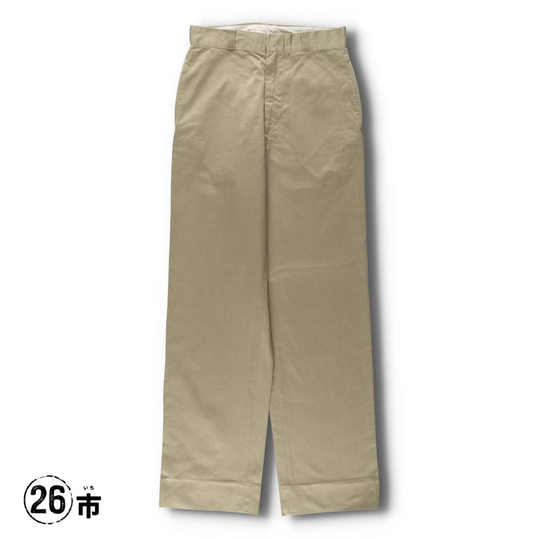 1970'S US Military Issue Pants, Made in USA, Women's Size L (W28 equivalent), Vintage cotton Khaki type beige Vintage Second Hand