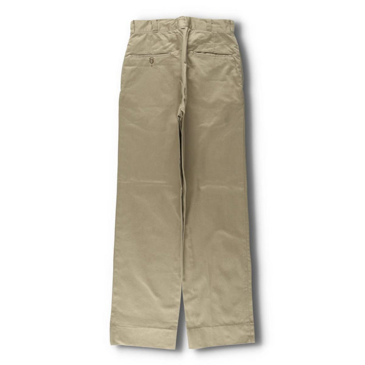 1970'S US Military Issue Pants, Made in USA, Women's Size L (W28 equivalent), Vintage cotton Khaki type beige Vintage Second Hand