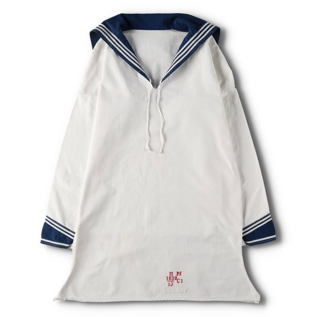 Italian Army Long-Sleeved Sailor Shirt, Women's Size M (approx.) unclear white type Vintage Second Hand
