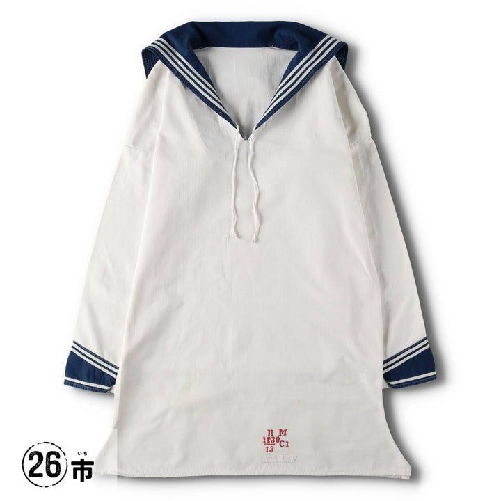 Italian Army Long-Sleeved Sailor Shirt, Women's Size M (approx.) unclear white type Vintage Second Hand