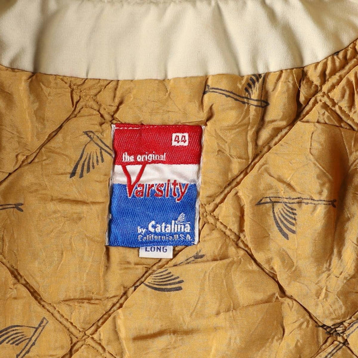 Vintage 70s-80'S Catalina Varsity Padded Derby Jacket with Cup Shoulder Strap, Men's Size XL unclear ivory Vintage Second Hand