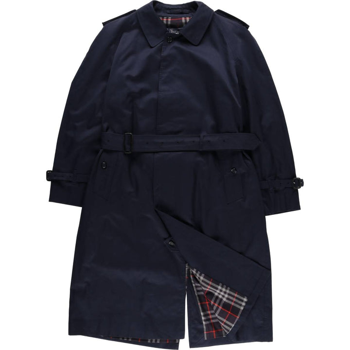 Burberry's single-breasted trench coat, made in England, men's size L (approx.) cotton navy blue type Vintage Second Hand