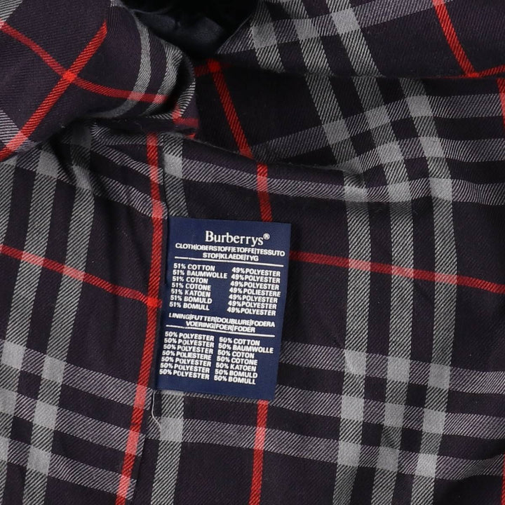 Burberry's single-breasted trench coat, made in England, men's size L (approx.) cotton navy blue type Vintage Second Hand