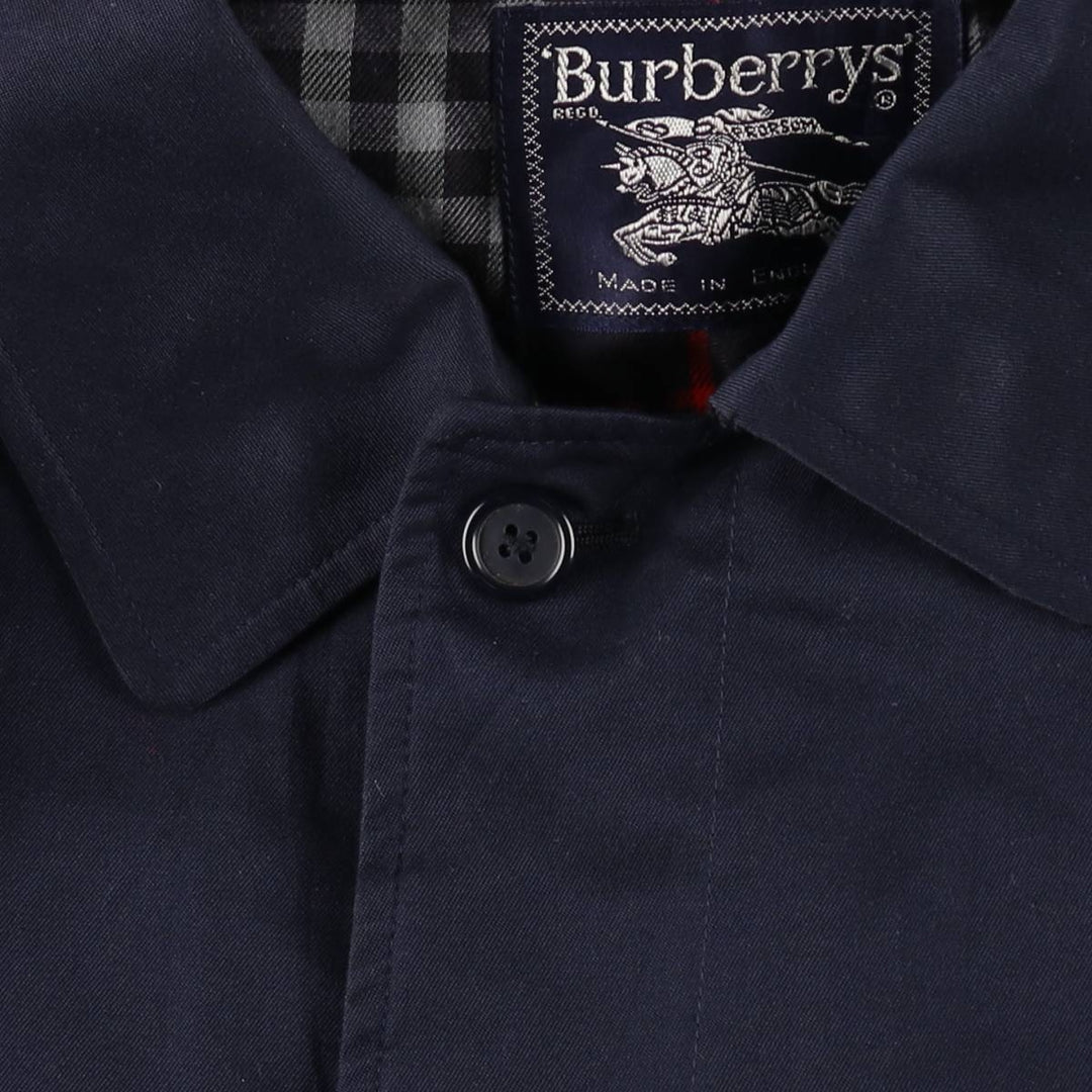 Burberry's single-breasted trench coat, made in England, men's size L (approx.) cotton navy blue type Vintage Second Hand