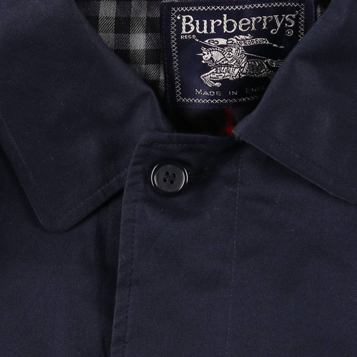 Burberry's single-breasted trench coat, made in England, men's size L (approx.) cotton navy blue type Vintage Second Hand