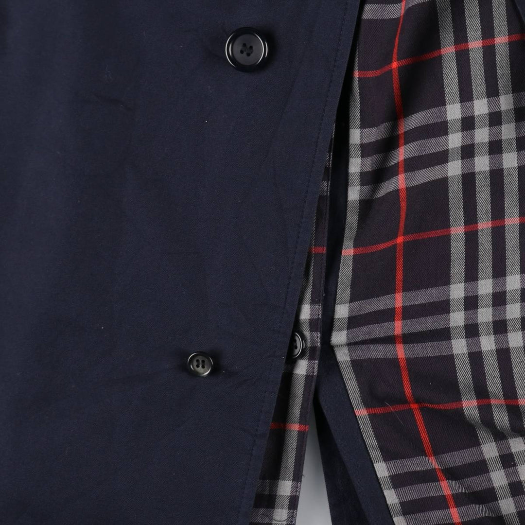 Burberry's single-breasted trench coat, made in England, men's size L (approx.) cotton navy blue type Vintage Second Hand
