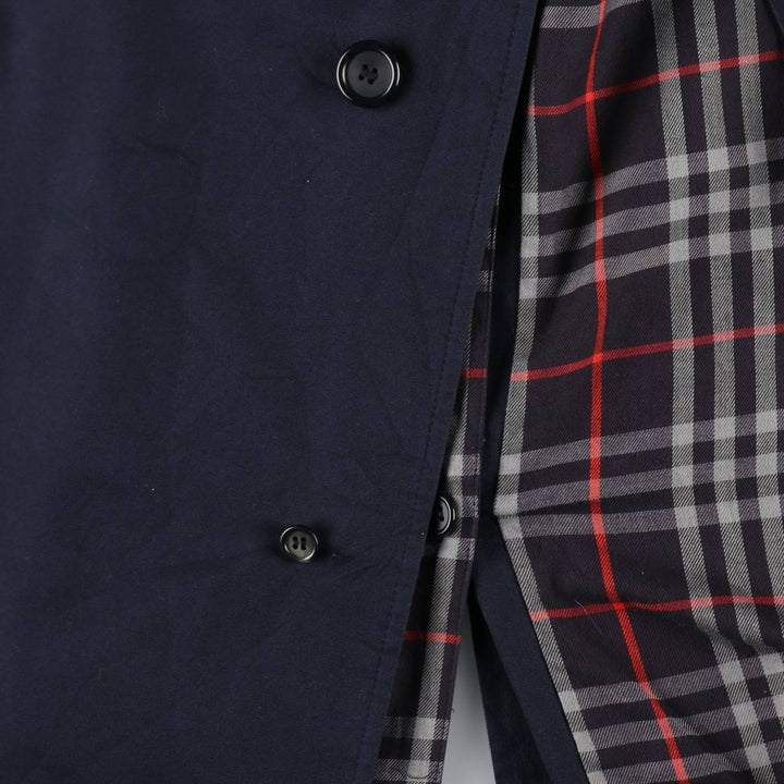 Burberry's single-breasted trench coat, made in England, men's size L (approx.) cotton navy blue type Vintage Second Hand