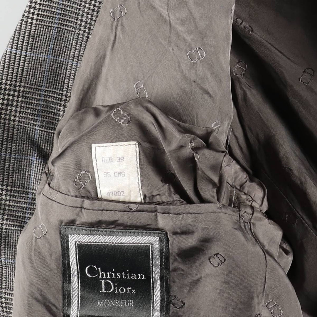 Christian Dior MONSIEUR Check Pattern Wool Tailored Jacket, Men's Size S (approx.) wool gray type Vintage Second Hand