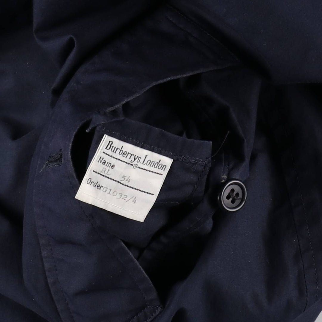 Vintage 1980'S Burberry 100% Cotton Balmacaan Coat, Made in England, Men's Size XL cotton navy blue type Vintage Second Hand