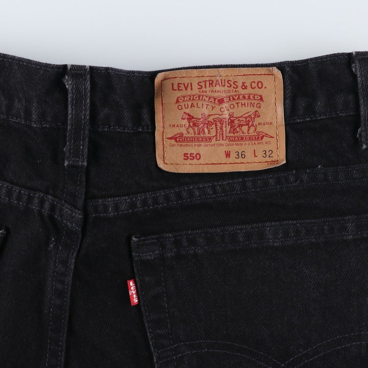 Levi's Black Denim Tapered Jeans, Made in USA, Men's Size W35 (approx.) cotton black type Vintage Second Hand