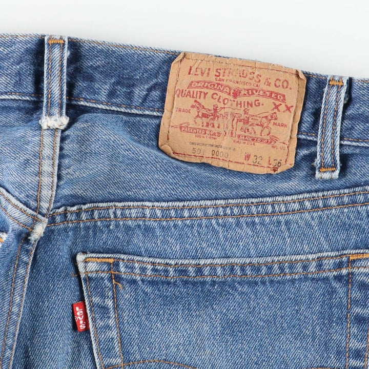 1990'S Levi's 501 Straight Denim Pants, Made in USA, Women's Size L (W30 equivalent), Vintage cotton blue type Vintage Second Hand