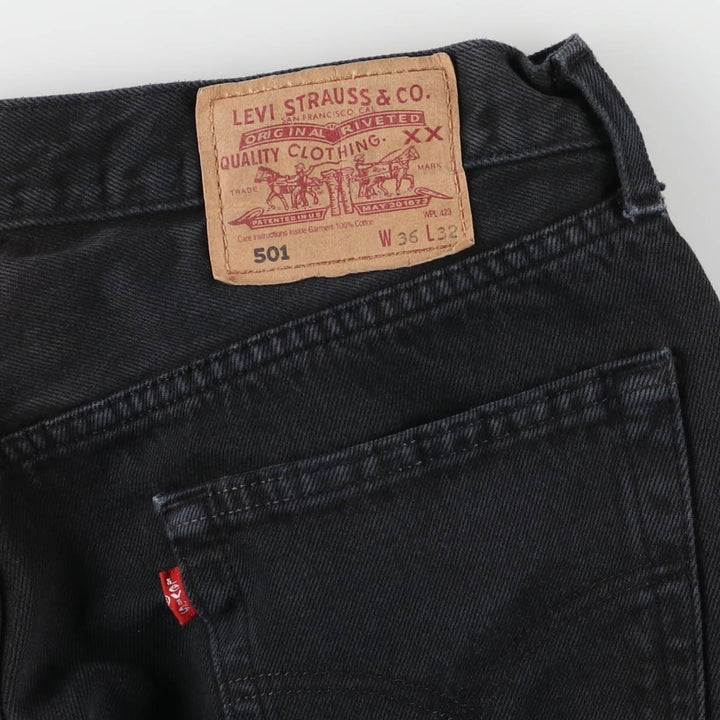 2000'S Levi's 501 Euro Model Black Denim Straight Denim Pants, Men's Size W35 cotton black type Vintage Second Hand