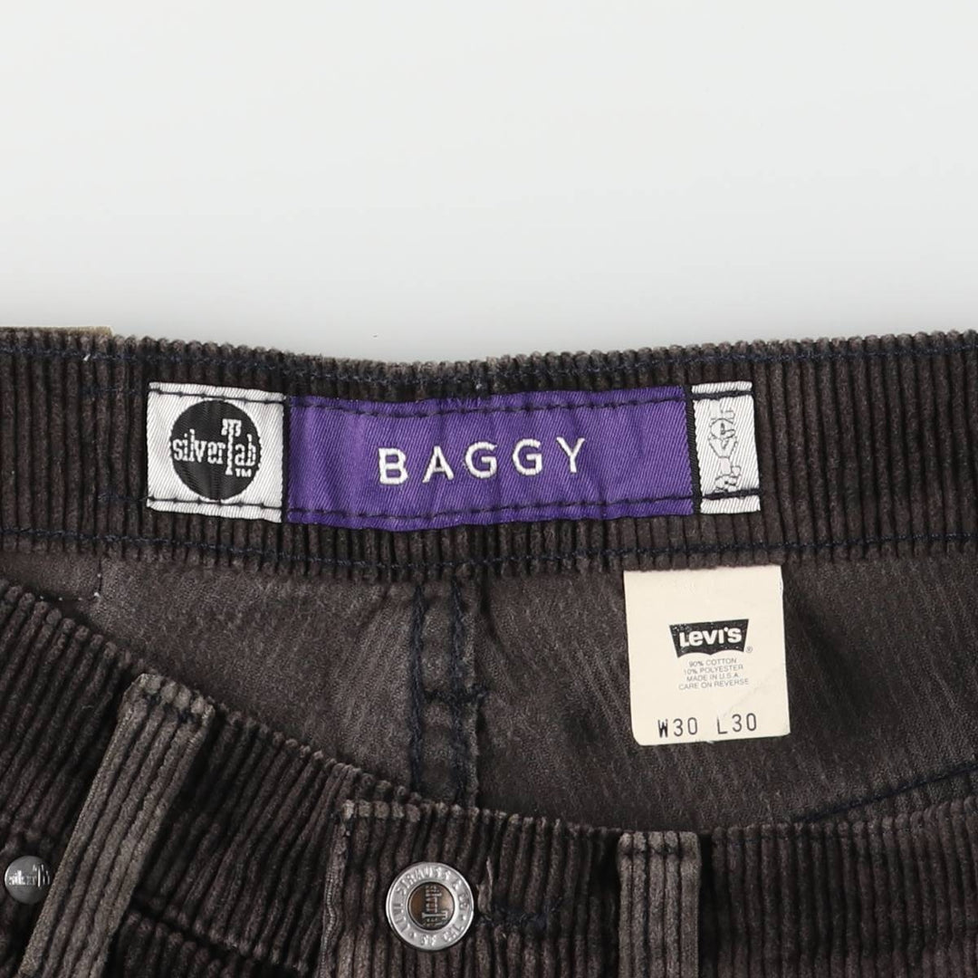 90'S Levi's Silver Tab Baggy Corduroy Pants, Made in USA, Men's, Size W32, Vintage cotton brown type Vintage Second Hand