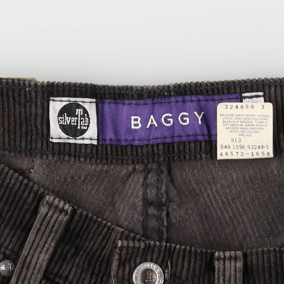 90'S Levi's Silver Tab Baggy Corduroy Pants, Made in USA, Men's, Size W32, Vintage cotton brown type Vintage Second Hand