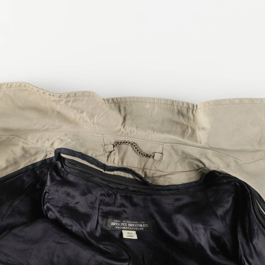 Brooks Brothers Balmacaan Coat, Made in England, Men's Size XL cotton Beige type Vintage Second Hand