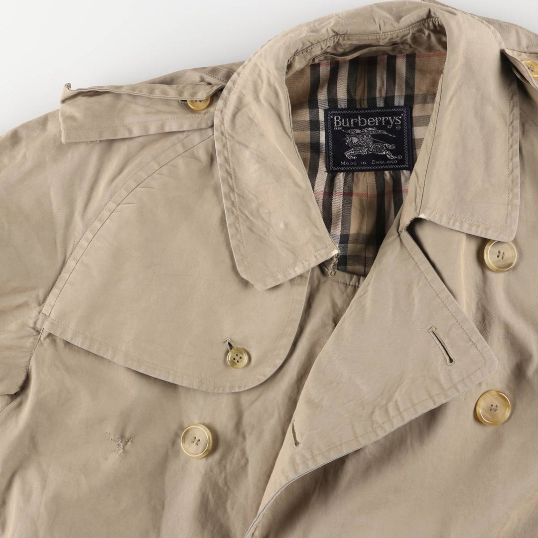 Burberry's 100% cotton trench coat, made in England, men's size L cotton Khaki type Vintage Second Hand