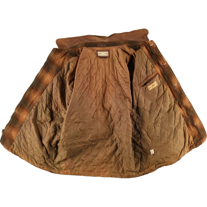 FREE COUNTRY Ombre Check Padded Wool Hunting Jacket, Men's Size XL, Vintage wool beige type brown Vintage Second Hand