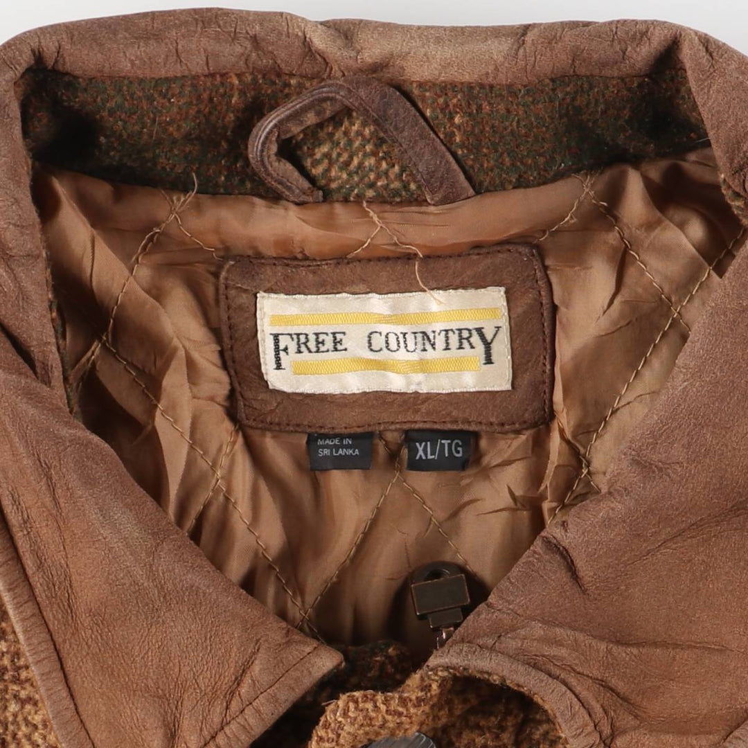 FREE COUNTRY Ombre Check Padded Wool Hunting Jacket, Men's Size XL, Vintage wool beige type brown Vintage Second Hand