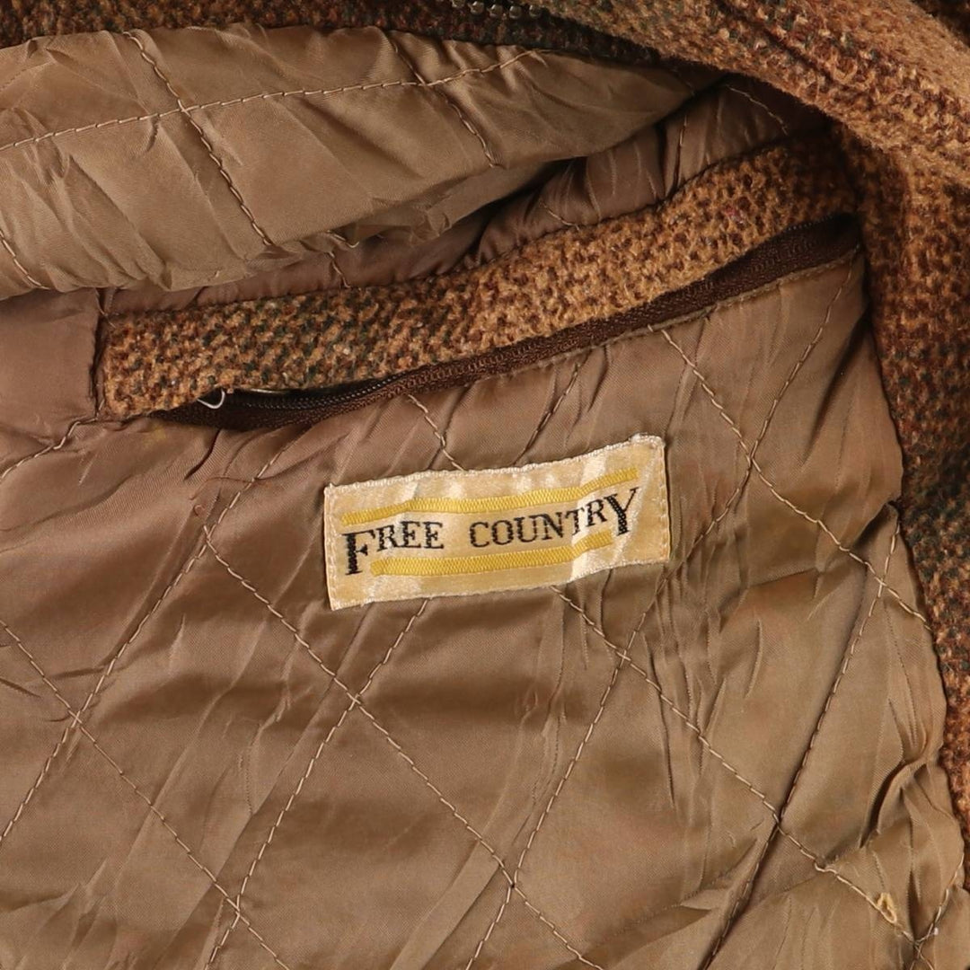 FREE COUNTRY Ombre Check Padded Wool Hunting Jacket, Men's Size XL, Vintage wool beige type brown Vintage Second Hand