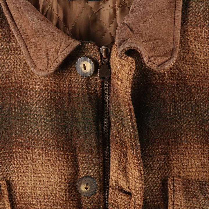 FREE COUNTRY Ombre Check Padded Wool Hunting Jacket, Men's Size XL, Vintage wool beige type brown Vintage Second Hand