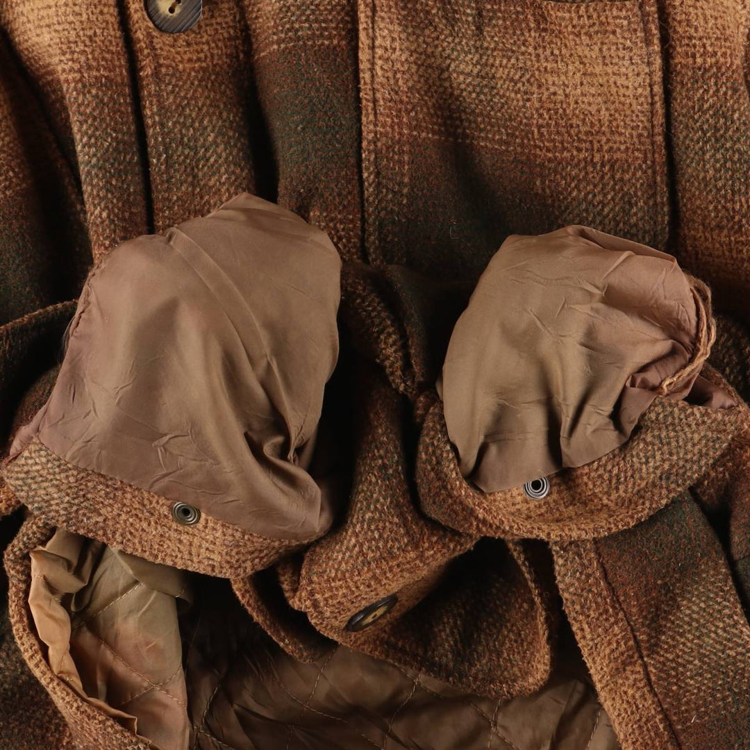 FREE COUNTRY Ombre Check Padded Wool Hunting Jacket, Men's Size XL, Vintage wool beige type brown Vintage Second Hand