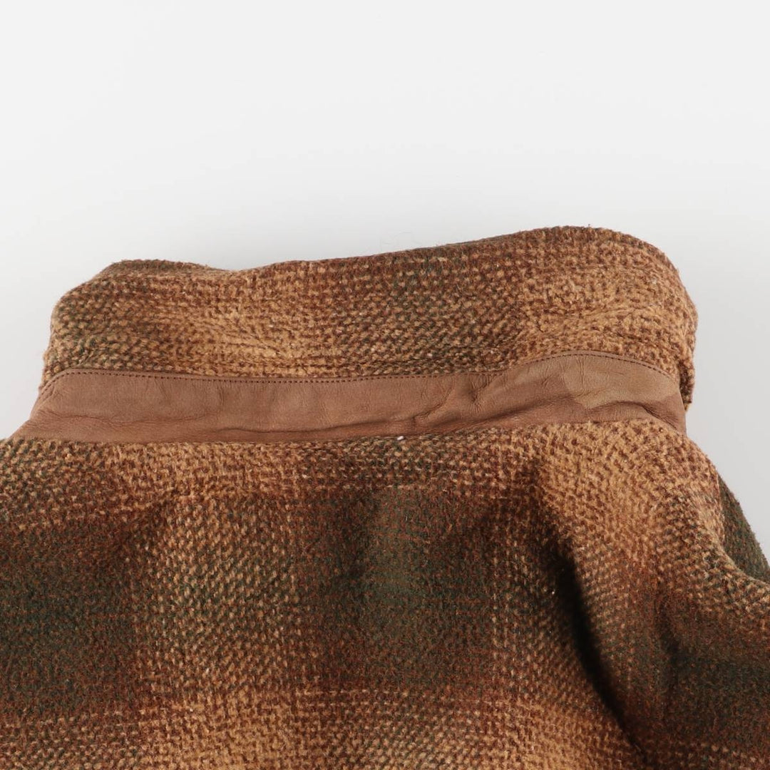 FREE COUNTRY Ombre Check Padded Wool Hunting Jacket, Men's Size XL, Vintage wool beige type brown Vintage Second Hand