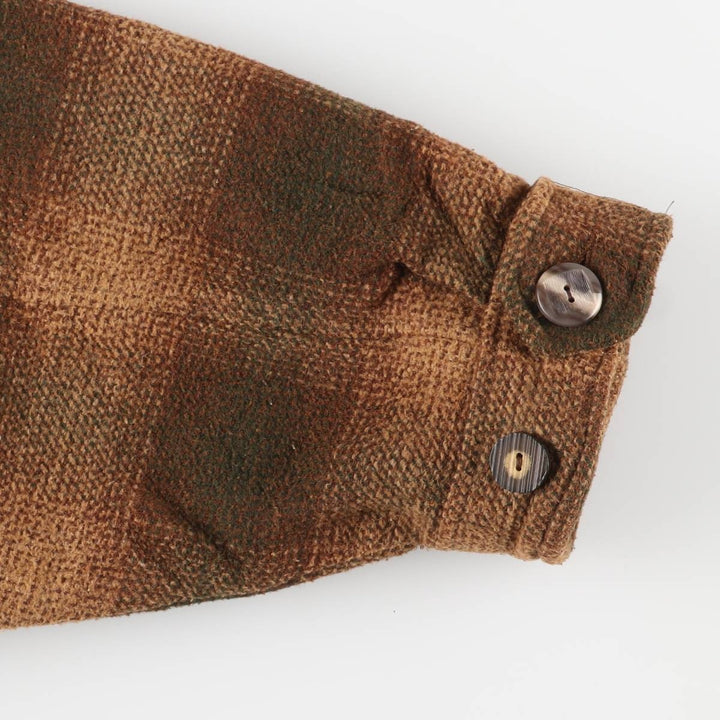 FREE COUNTRY Ombre Check Padded Wool Hunting Jacket, Men's Size XL, Vintage wool beige type brown Vintage Second Hand