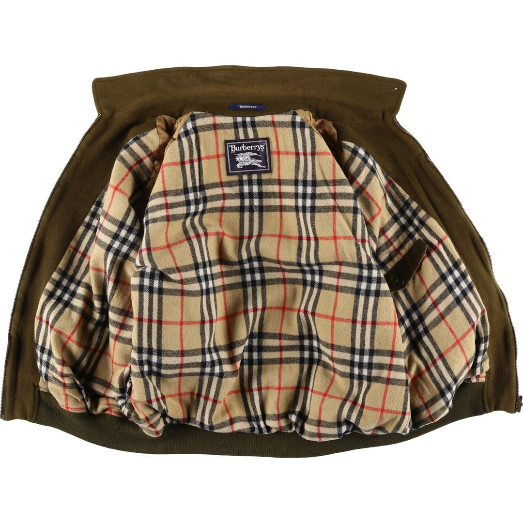 Burberry's padded wool sports jacket, size L, men's wool Khaki type brown Vintage Second Hand