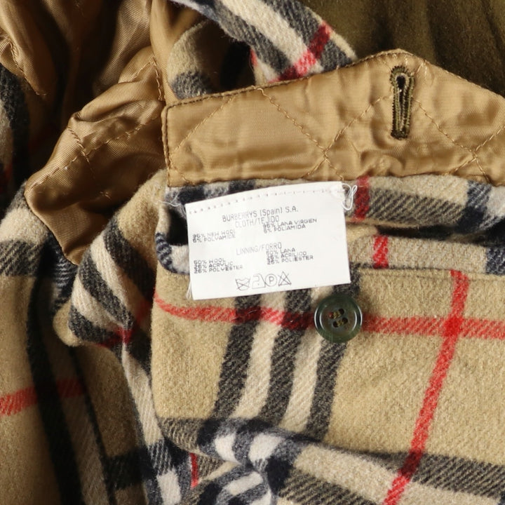 Burberry's padded wool sports jacket, size L, men's wool Khaki type brown Vintage Second Hand
