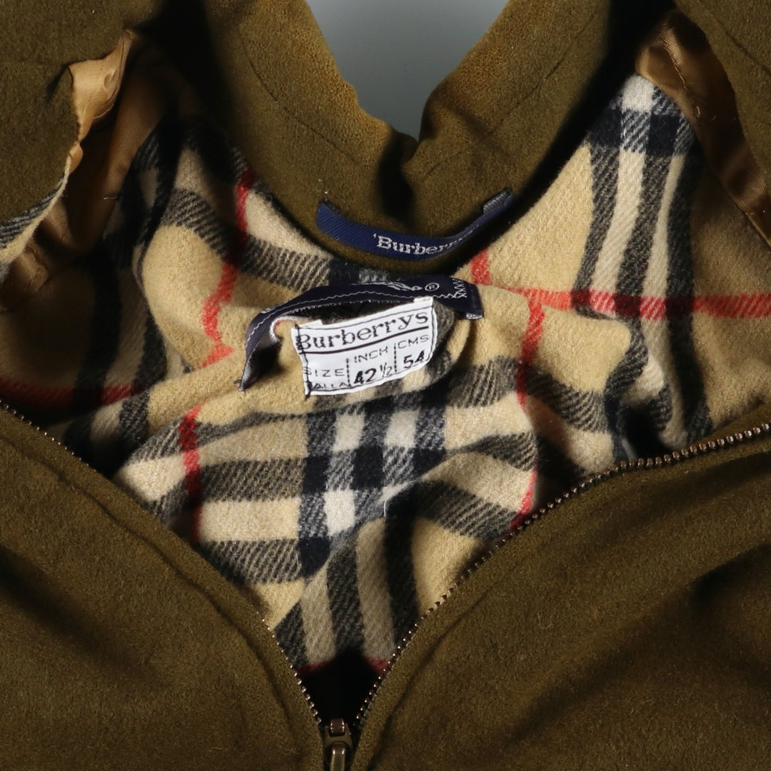 Burberry's padded wool sports jacket, size L, men's wool Khaki type brown Vintage Second Hand