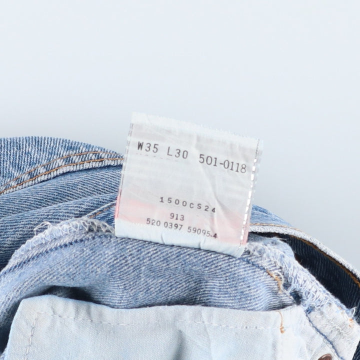 90'S Levi's 501-0118 Straight Denim Pants, Made in USA, Men's, Size 34, Vintage cotton blue type Vintage Second Hand