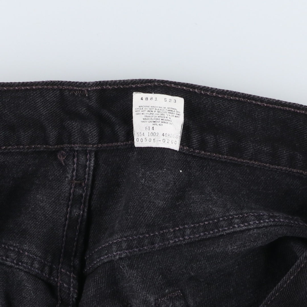90'S Levi's 505 Regular Fit Straight Leg Tapered Black Denim Pants, Made in the USA, Men's Size 35, Vintage cotton black type Vintage Second Hand