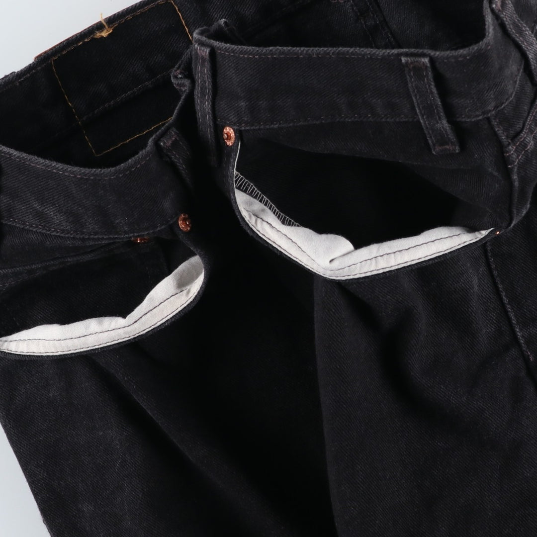 90'S Levi's 505 Regular Fit Straight Leg Tapered Black Denim Pants, Made in the USA, Men's Size 35, Vintage cotton black type Vintage Second Hand