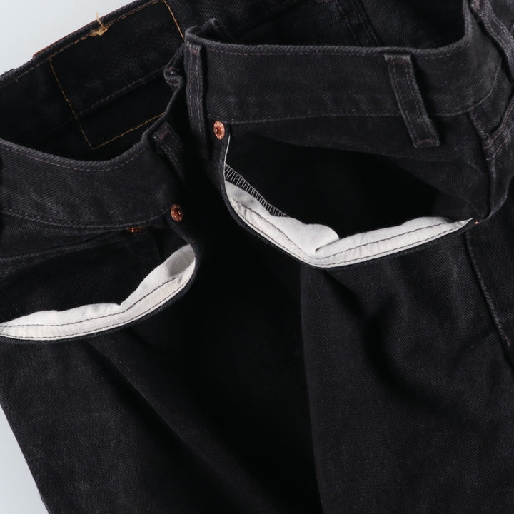 90'S Levi's 505 Regular Fit Straight Leg Tapered Black Denim Pants, Made in the USA, Men's Size 35, Vintage cotton black type Vintage Second Hand