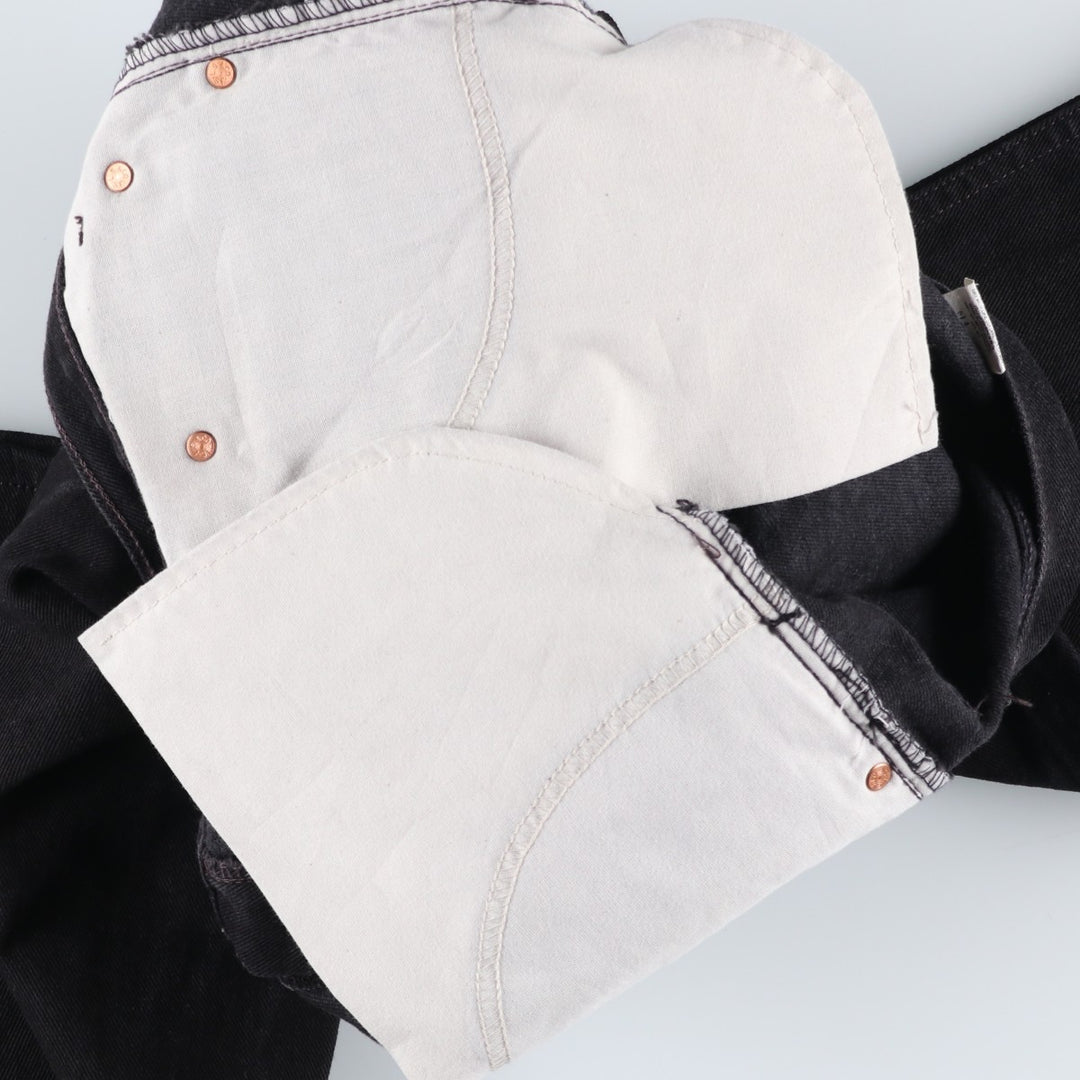 90'S Levi's 505 Regular Fit Straight Leg Tapered Black Denim Pants, Made in the USA, Men's Size 35, Vintage cotton black type Vintage Second Hand