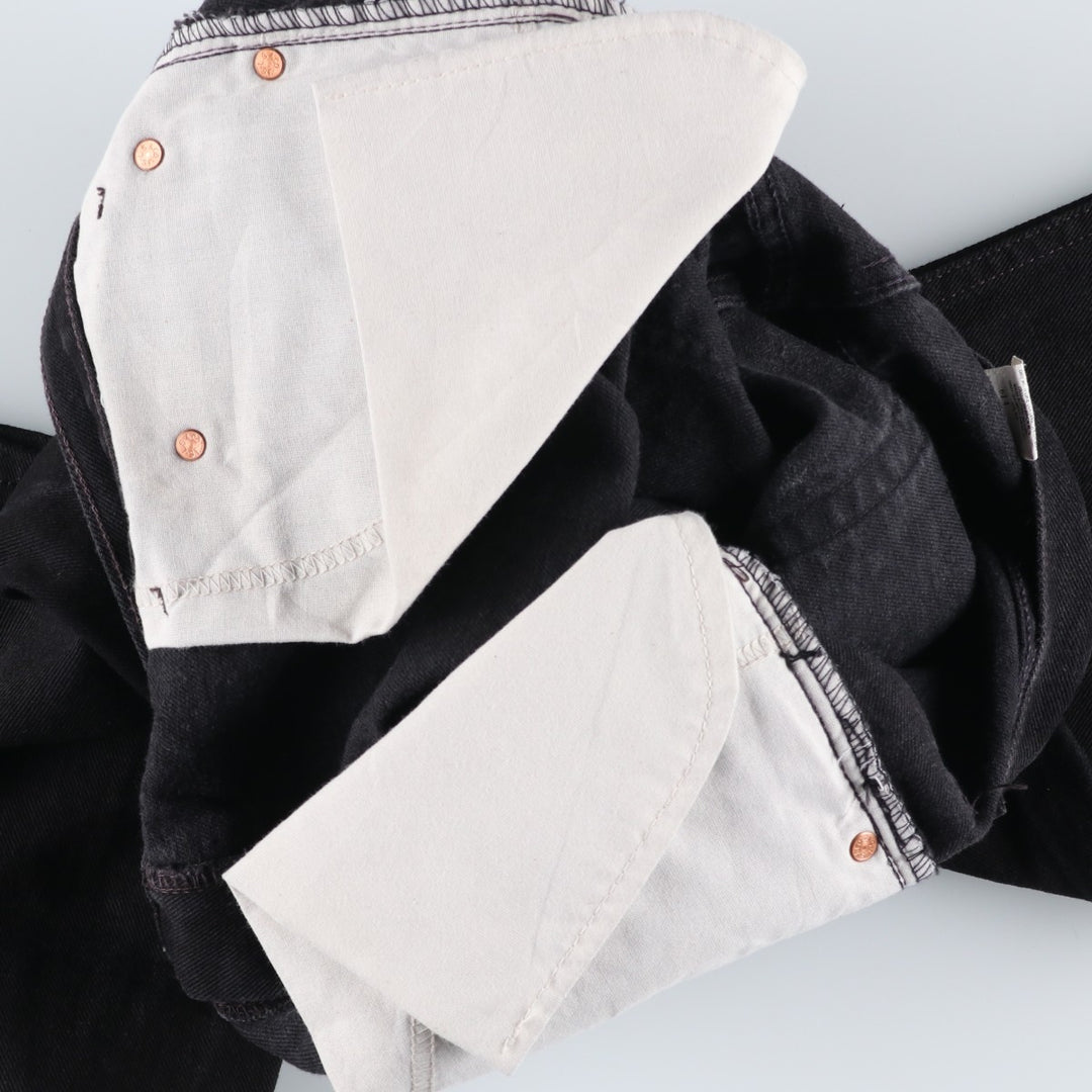 90'S Levi's 505 Regular Fit Straight Leg Tapered Black Denim Pants, Made in the USA, Men's Size 35, Vintage cotton black type Vintage Second Hand