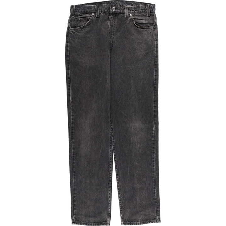 90'S Levi's 505 Regular Fit Straight Leg Tapered Denim Pants with Orange Tabs and Black Denim, Made in USA, Men's Size 34 cotton black type Vintage Second Hand