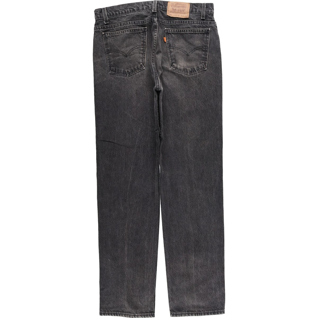 90'S Levi's 505 Regular Fit Straight Leg Tapered Denim Pants with Orange Tabs and Black Denim, Made in USA, Men's Size 34 cotton black type Vintage Second Hand