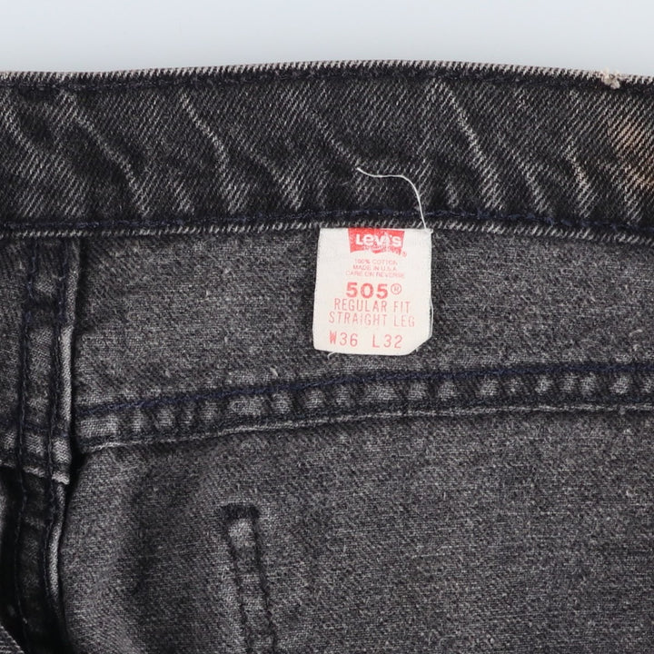 90'S Levi's 505 Regular Fit Straight Leg Tapered Denim Pants with Orange Tabs and Black Denim, Made in USA, Men's Size 34 cotton black type Vintage Second Hand
