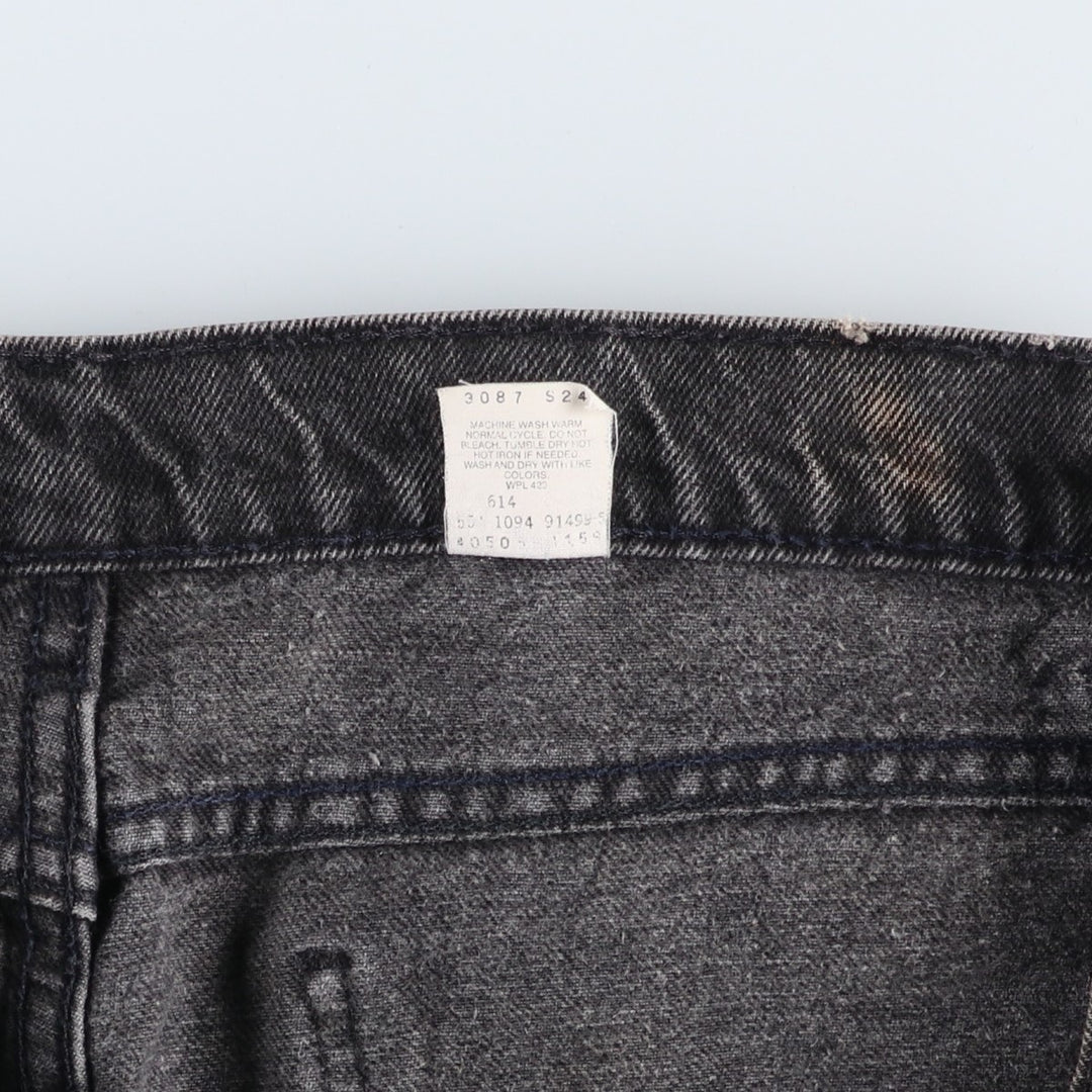 90'S Levi's 505 Regular Fit Straight Leg Tapered Denim Pants with Orange Tabs and Black Denim, Made in USA, Men's Size 34 cotton black type Vintage Second Hand