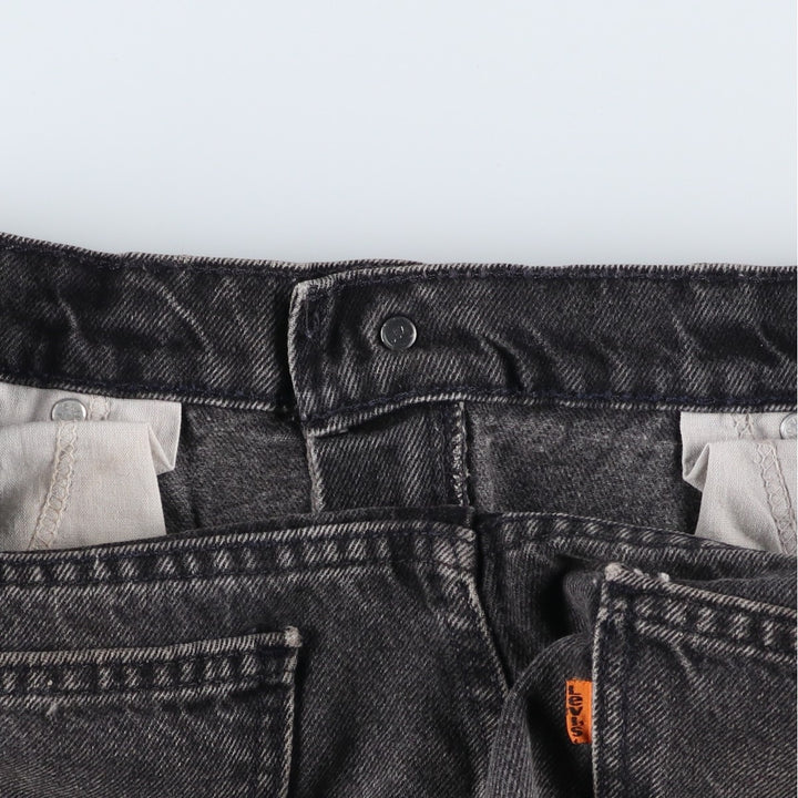90'S Levi's 505 Regular Fit Straight Leg Tapered Denim Pants with Orange Tabs and Black Denim, Made in USA, Men's Size 34 cotton black type Vintage Second Hand