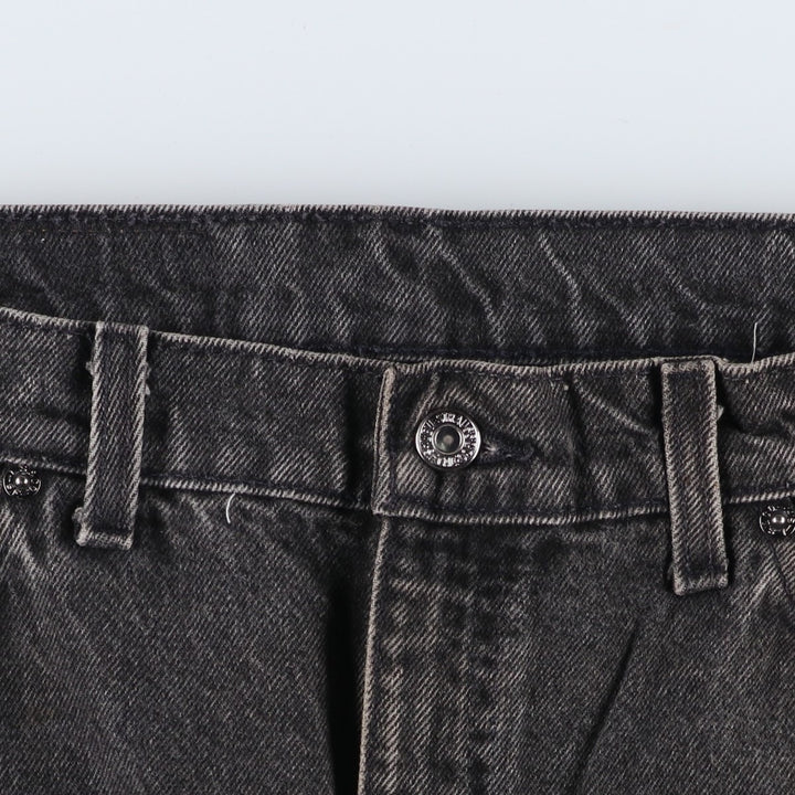 90'S Levi's 505 Regular Fit Straight Leg Tapered Denim Pants with Orange Tabs and Black Denim, Made in USA, Men's Size 34 cotton black type Vintage Second Hand