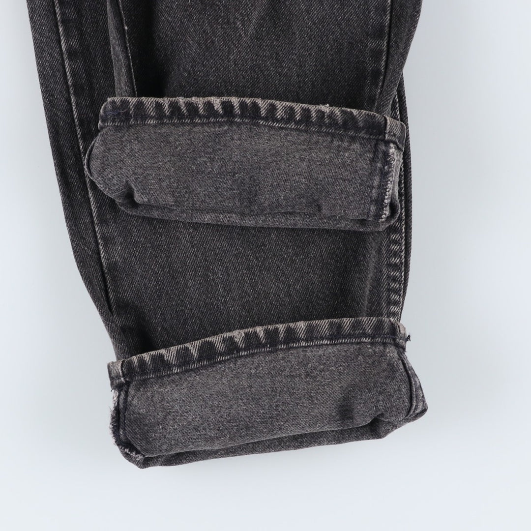 90'S Levi's 505 Regular Fit Straight Leg Tapered Denim Pants with Orange Tabs and Black Denim, Made in USA, Men's Size 34 cotton black type Vintage Second Hand