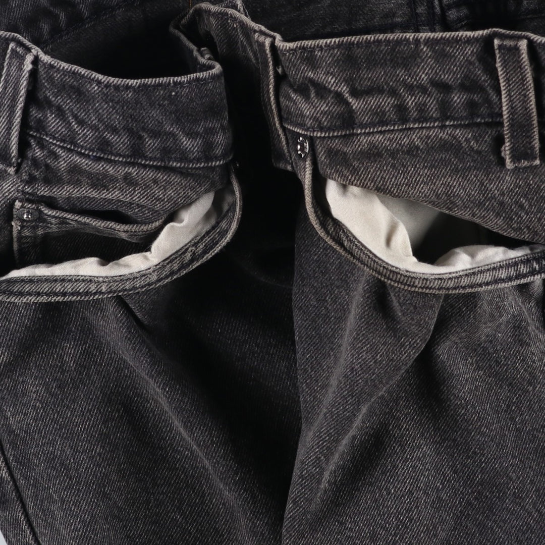 90'S Levi's 505 Regular Fit Straight Leg Tapered Denim Pants with Orange Tabs and Black Denim, Made in USA, Men's Size 34 cotton black type Vintage Second Hand