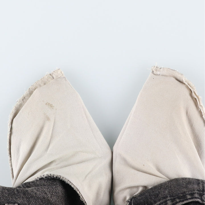 90'S Levi's 505 Regular Fit Straight Leg Tapered Denim Pants with Orange Tabs and Black Denim, Made in USA, Men's Size 34 cotton black type Vintage Second Hand