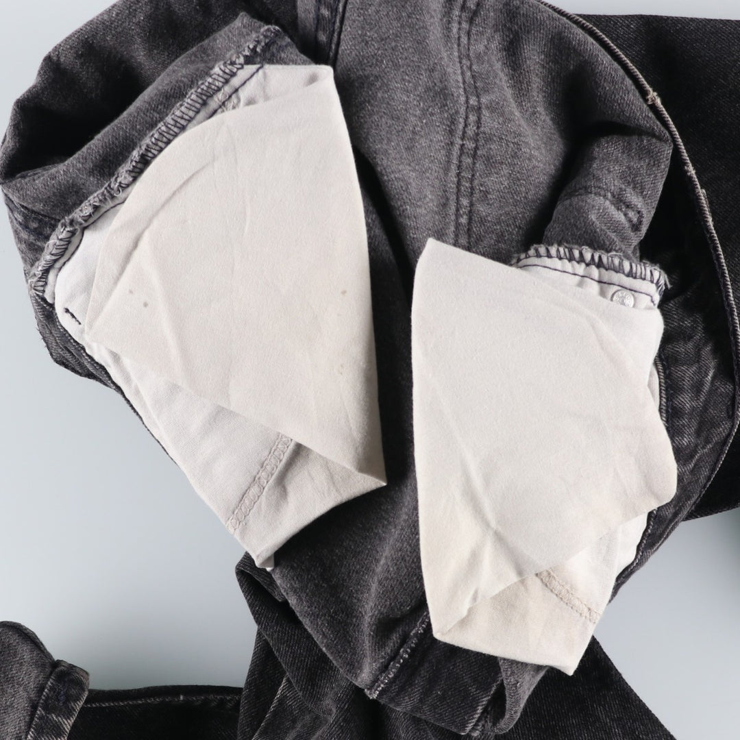 90'S Levi's 505 Regular Fit Straight Leg Tapered Denim Pants with Orange Tabs and Black Denim, Made in USA, Men's Size 34 cotton black type Vintage Second Hand