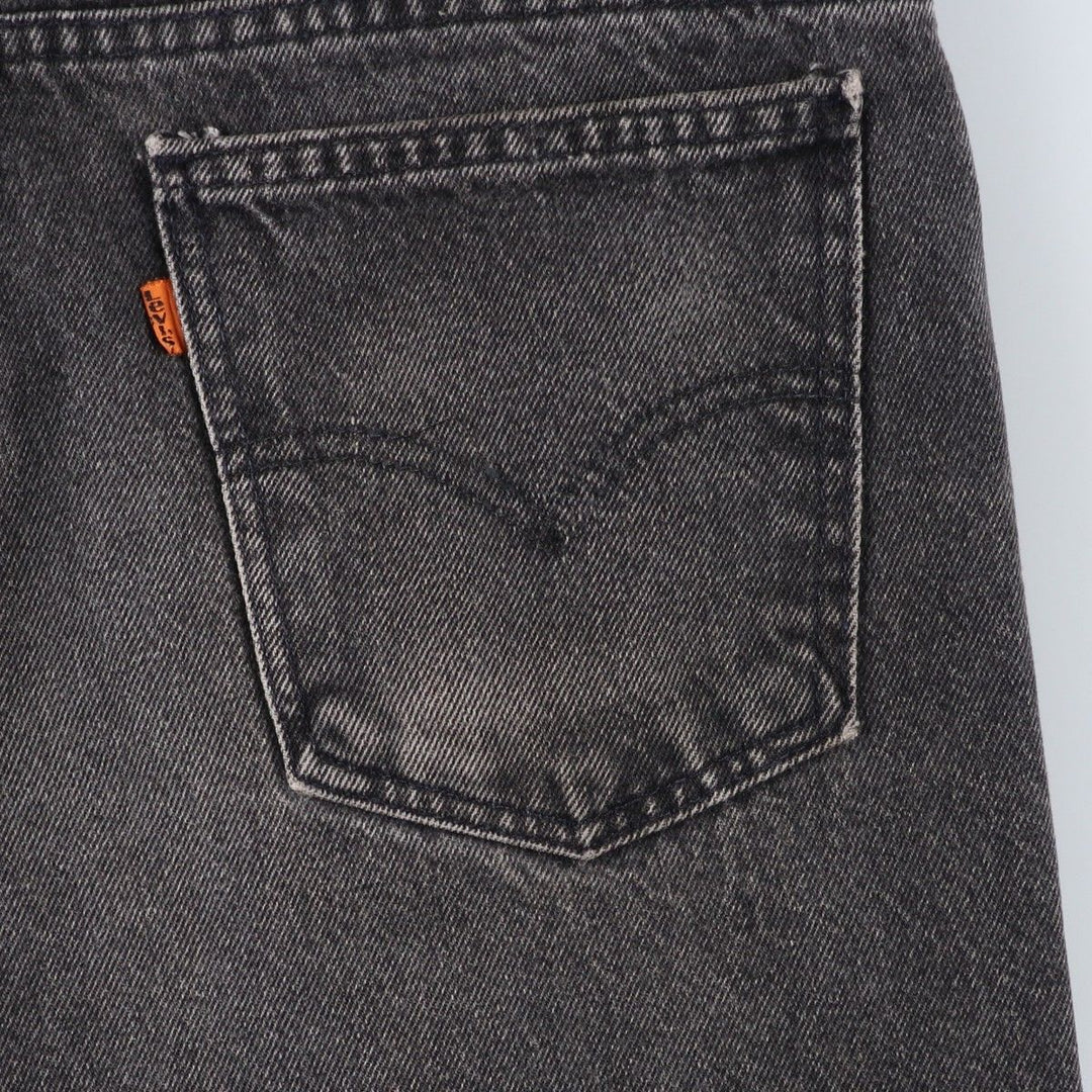 90'S Levi's 505 Regular Fit Straight Leg Tapered Denim Pants with Orange Tabs and Black Denim, Made in USA, Men's Size 34 cotton black type Vintage Second Hand