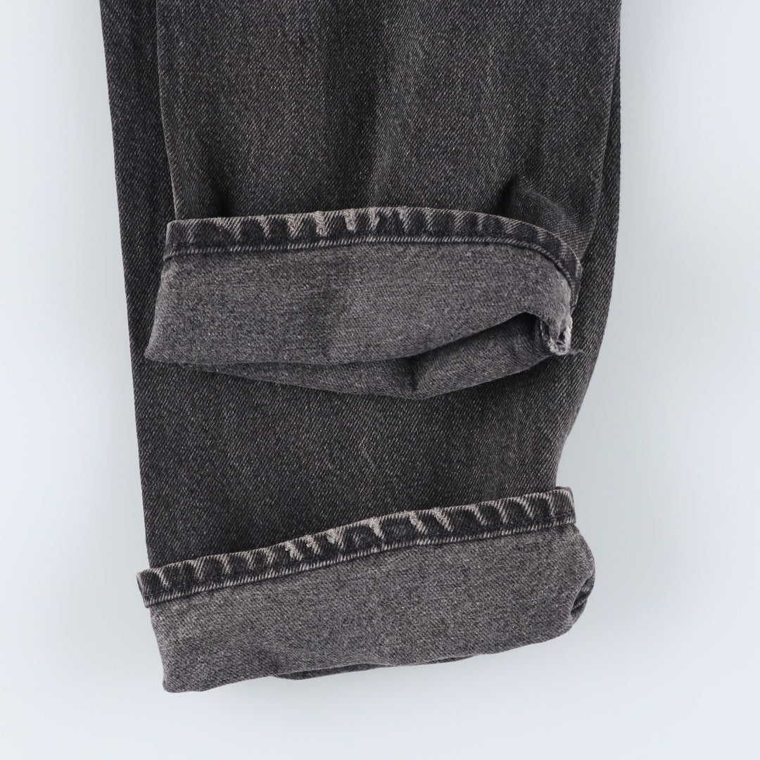 90'S Levi's 505 Regular Fit Straight Leg Tapered Denim Pants with Orange Tabs and Black Denim, Made in USA, Men's Size 34 cotton black type Vintage Second Hand